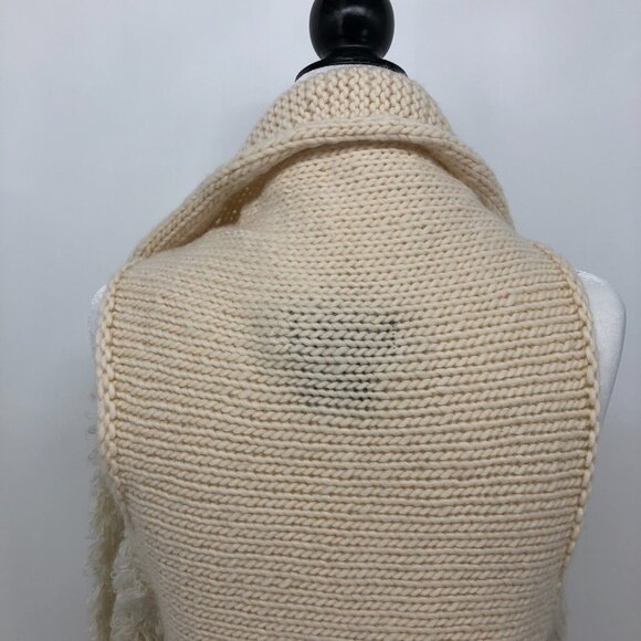 Cecile Bénac Creme Wool Alpaca Polyamide Vest Cardigan Contrast Fuzzy Knit SP - Picture 13 of 16